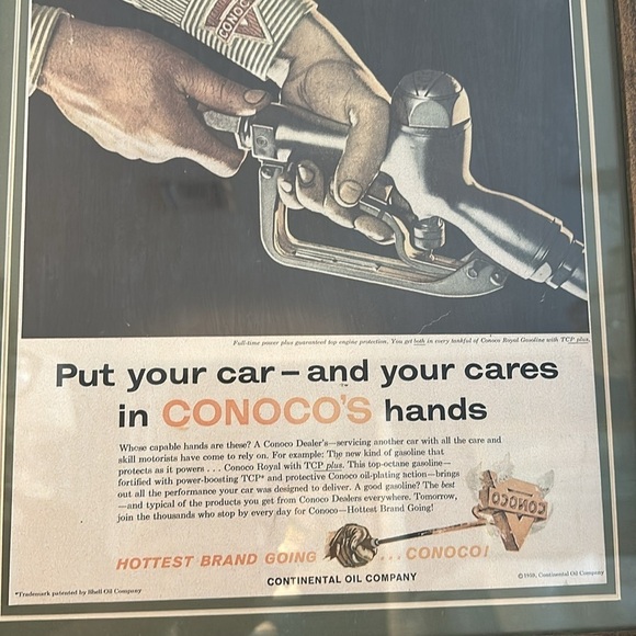 Vintage Conoco Continental OIL COMPANY 1959 Motor Oil Magazine Ad & Toy Framed - Picture 3 of 8